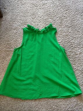 Women’s Sleeveless Ruffle Neck Tank Top - Green